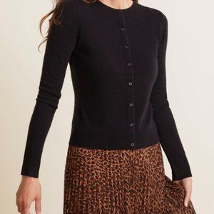 Cashmere Retro Cardigan--Black